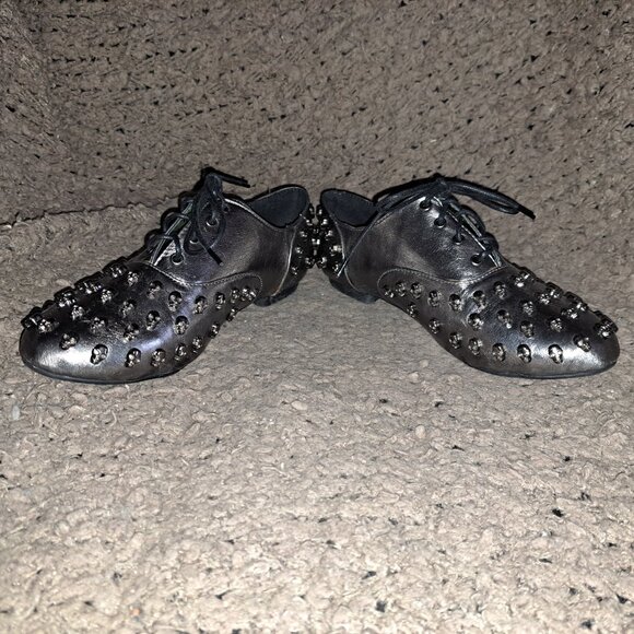 ABBEY DAWN-Skull Shoes-Silver Lace-Up-Avril Lavigne-Sz 38-NEW/NO BOX - Picture 4 of 8